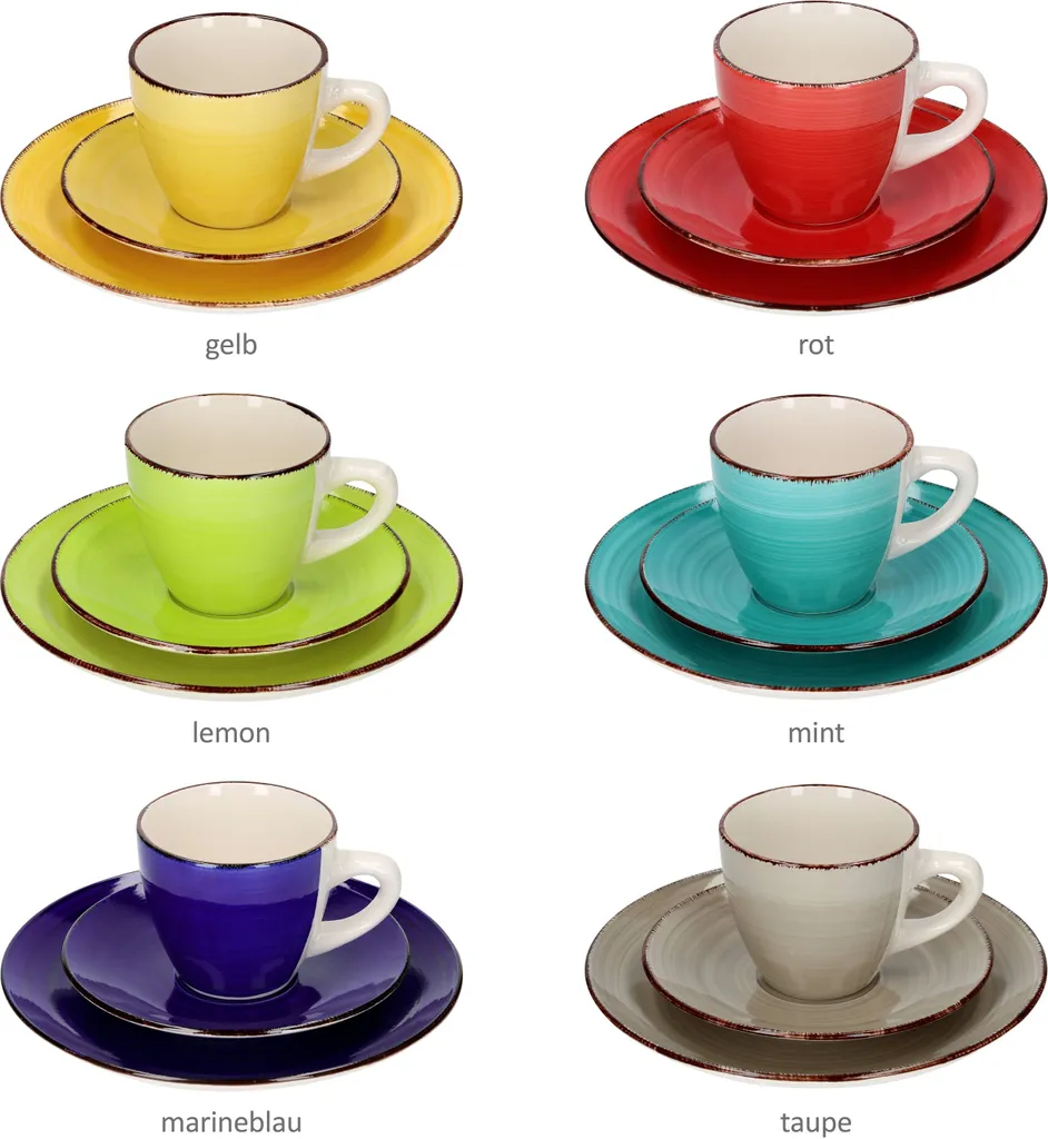 18tlg Kaffeeservice Malaga Kaffee Tee-Gedeck 6Pers Kaffeetassen Dessertteller Abstrakt Handbemalt 8 18tlg Kaffeeservice Malaga Kaffee Tee-Gedeck 6Pers Kaffeetassen Dessertteller Abstrakt Handbemalt – Bild 6