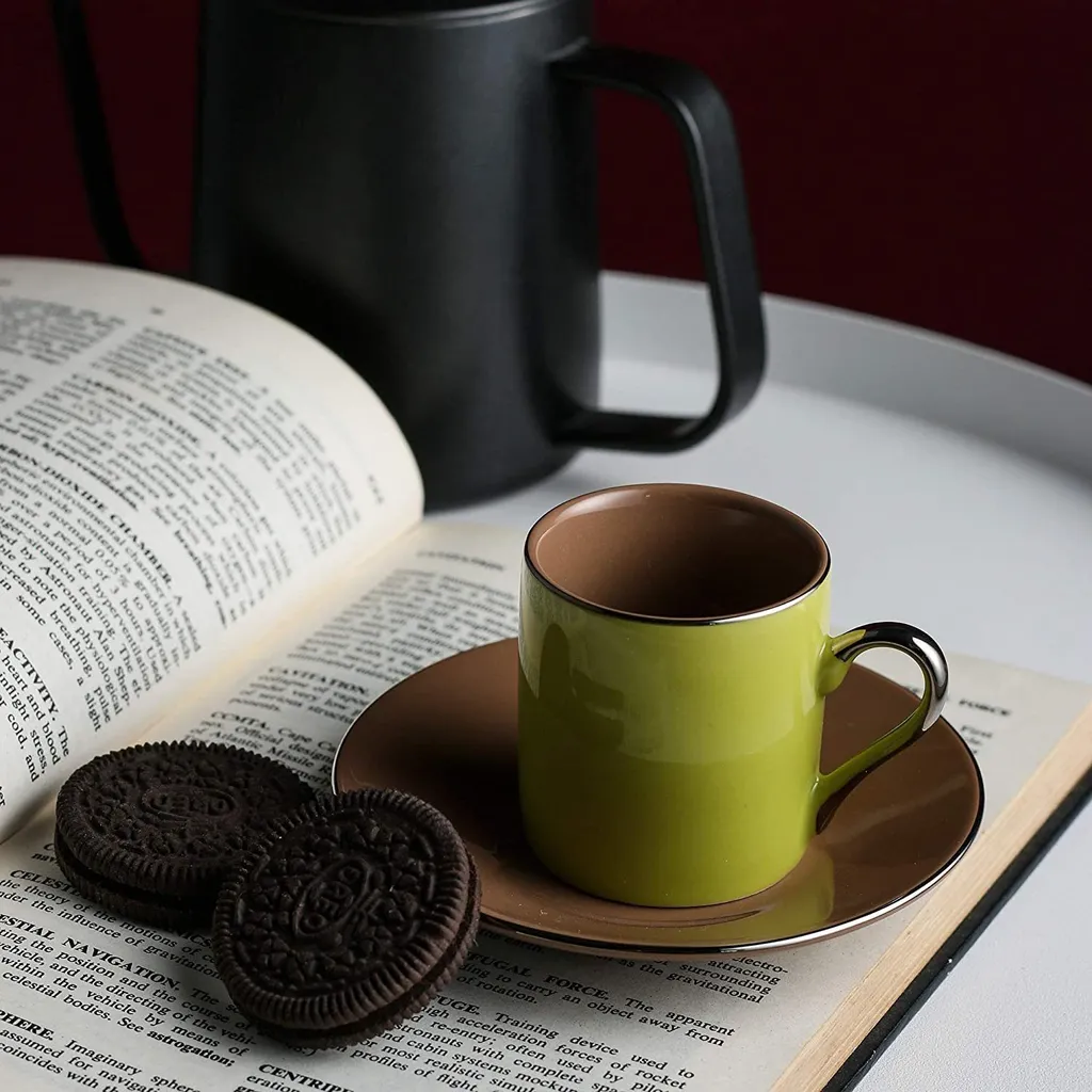 Artvigor, Porzellan Kaffeeservice, Bunt 12 Teilig Kaffee Set, Mit 6 Espressotassen 80 Ml, 6 Untertassen, Mehrfarbig 4 Artvigor, Porzellan Kaffeeservice, Bunt 12 Teilig Kaffee Set, Mit 6 Espressotassen 80 Ml, 6 Untertassen, Mehrfarbig – Bild 2