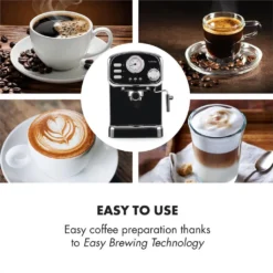 Espressionata Gusto Espressomaschine 1100W 15 Bar Druck Schwarz -Smart Kitchen Store 04461a461845cdbf78b466554b2e5a1c