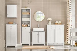 SoBuy BZR33-W Wäscheschrank Mit 2 Ausklappbaren Wäschesäcken Wäschekörbe Wäschetruhe Wäschesammler Mit 2 Schubladen Badschrank Weiß -Smart Kitchen Store 069fbad67487441b1bfe963bdff22434