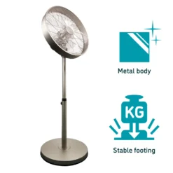 Djive Flowmate Classic 120 Cm Standventilator Mit App & Alexa Sprachsteuerung, Retro Design Bodenventilator, Smart Home Ventilator Mit Fernbedienung, Timer, 80° Oszillation, 50W, Silber -Smart Kitchen Store 082fdd407d564653580ba12dd7da1651