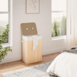 Wäschekorb Aus Bambus, Wäschebox, Wäschesammler, Faltbar, Mit Abnehmbarem Deckel Und Waschbarem Futter, 72L, 40 X 30 X 60 Cm 19 Wäschekorb Aus Bambus, Wäschebox, Wäschesammler, Faltbar, Mit Abnehmbarem Deckel Und Waschbarem Futter, 72L, 40 X 30 X 60 Cm -Smart Kitchen Store 0840aaf57d9cfa8969c338fe3b3975ee