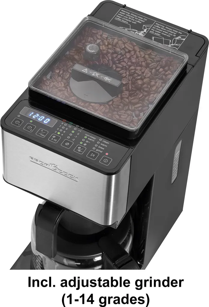 ProfiCook Kaffeeautomat Mit Mahlwerk PC-KA 1138 Edelstahl/schwarz Für 8-10 Tassen 6 ProfiCook Kaffeeautomat Mit Mahlwerk PC-KA 1138 Edelstahl/schwarz Für 8-10 Tassen – Bild 4