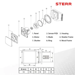 STERR - Ruhiger Badezimmerlüfter - LFS100-Q 14 STERR - Ruhiger Badezimmerlüfter - LFS100-Q -Smart Kitchen Store 09b9716eea47f3bb0ddeff2dc3ab0e58