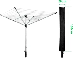 Wolketon Waeschespinne Schutzhuelle Mit Hochdichter Oxford PVC-Beschichtung Mit Reissverschluss & Kordelzug Wasserdichte Stoff Huelle Fuer Waeschespinne Abdeckung Extrem Wasserabweisendes 168 X 28cm Schwarz -Smart Kitchen Store 09bdc3ed9cbe9ebb2277cab2f817ce11