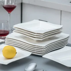 MALACASA, Serie Amparo, Porzellan Tafelservice 24 Tlg. Kombiservice 12 Speiseteller Und 12 Suppenteller Für 12 Personen -Smart Kitchen Store 0a806c8cd859bd61fa6ff2b141987c95