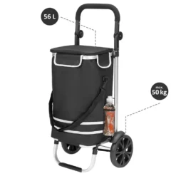 Monzana 2in1 Einkaufstrolley 56L Bis 50 Kg Klappbar Abnehmbare Tasche Handwagen Einkaufswagen Einkaufshilfe Roller, Farbe:schwarz -Smart Kitchen Store 0b840b07ebdda70c818e733810b5c5df