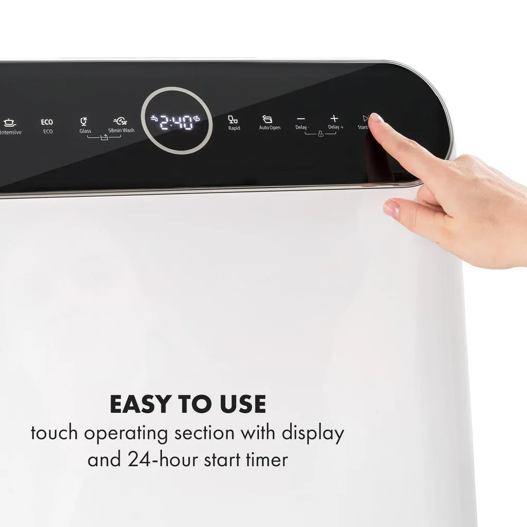 Klarstein Oceana Mini-Tischgeschirrspüler , 125 KWh/Jahr , 2 Maßgedecke , Freistehend , Installationsfrei , 360° Wäsche , 6 Programme , Touch Control , Wasserverbrauch: 6 Liter , 58 DB , Spülmaschine , Geschirrspülmaschine , Weiß 6 Klarstein Oceana Mini-Tischgeschirrspüler , 125 KWh/Jahr , 2 Maßgedecke , Freistehend , Installationsfrei , 360° Wäsche , 6 Programme , Touch Control , Wasserverbrauch: 6 Liter , 58 DB , Spülmaschine , Geschirrspülmaschine , Weiß – Bild 4