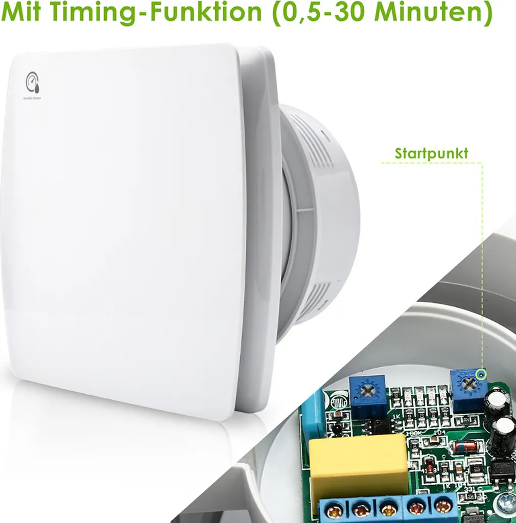 Wolketon Badluefter 150mm Feuchtesensor Timer CE Ventilator Mit Rueckflussleitblech Wandluefter 4 Wolketon Badluefter 150mm Feuchtesensor Timer CE Ventilator Mit Rueckflussleitblech Wandluefter – Bild 2