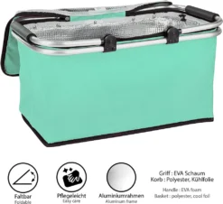 ONVAYA® Einkaufskorb Faltbar Mit Kühlfunktion | Mint | Faltkorb Mit Deckel | Isolierkorb | Einkaufstasche | Klappkorb | Thermokorb Klappbar -Smart Kitchen Store 0e248746e16c27b618ab16e3e212377c