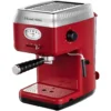 Russell Hobbs Espressomaschine Retro Rot Siebträger (15 Bar, 2 Tassen-Einsätze, 1,1l Abnehmbarer Wassertank, Dampf-Milchschaumdüse, Portionierlöffel Mit Tamper) Kaffeemaschine