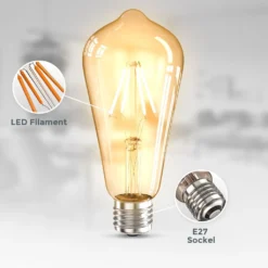 3x LED Leuchtmittel Filament Vintage Industrie Lampe E27 Retro Glühbirne ST64 4W 12 3x LED Leuchtmittel Filament Vintage Industrie Lampe E27 Retro Glühbirne ST64 4W -Smart Kitchen Store 0f1d49d7ffe7164ccf4d75b3cdd2f04c