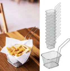12x Servierkorb "Mini", 14x8cm, Frittenkorb, Pommes, Frittierkörbchen, Beilagen,