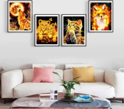 Diamond Painting Set, 4er Tiere Diamond Painting Katze Tiger Fuchs Wolf Bilder Mit Diamond Painting Zubehör (30x40cm) -Smart Kitchen Store 11e80336f3f4fe18cb5f48c1d8ca657a
