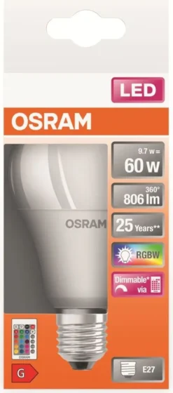 Osram LED Leuchtmittel Star Classic A 60 E27 9W Warmweiß, Weiß Matt -Smart Kitchen Store 12d65058465ebfc5095cb060ff092358