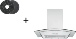 Dunstabzugshaube Kaminhaube Wandhaube Glas LED 60 Cm + Filter Umluftset Respekta