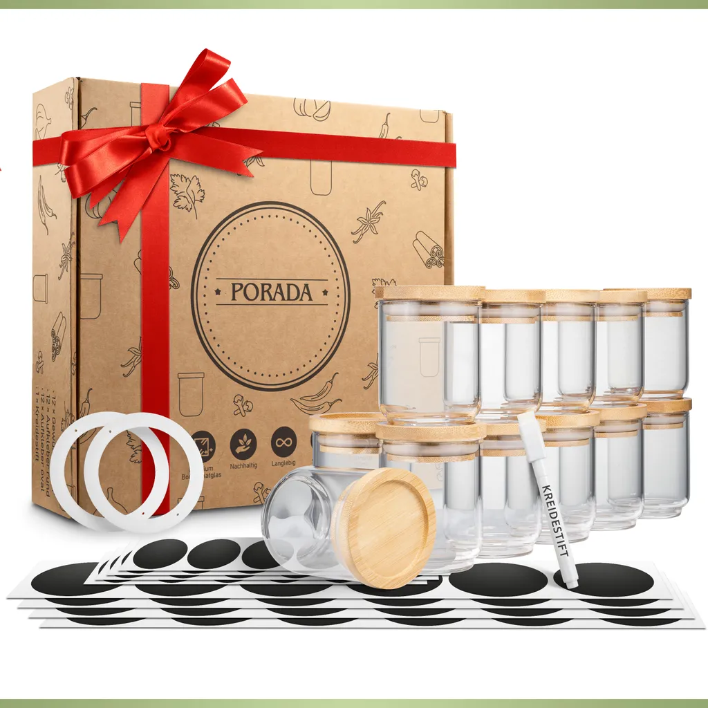 PORADA 12 Stapelbare Gewürzgläser Set 150ml Glasbehälter Mit Deckel Aufbewahrung Küche Gewürzdosen Vorratsdosen Glas Mit Deckel Aufbewahrungsgläser Küchenorganisation Aufbewahrung… 13 PORADA 12 Stapelbare Gewürzgläser Set 150ml Glasbehälter Mit Deckel Aufbewahrung Küche Gewürzdosen Vorratsdosen Glas Mit Deckel Aufbewahrungsgläser Küchenorganisation Aufbewahrung… – Bild 11