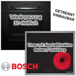 HERDSET BOSCH Backofen Mit Elektro-Kochfeld Autark 60 Cm Teleskopauszug 3D Heißluft