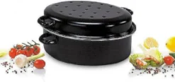 Krüger Gänsebräter Aus Schwarz Emailliertem Stahl Mit Chromrand 42cm 12 Krüger Gänsebräter Aus Schwarz Emailliertem Stahl Mit Chromrand 42cm -Smart Kitchen Store 170edf1a5282bb0fc7f85547201dd14a