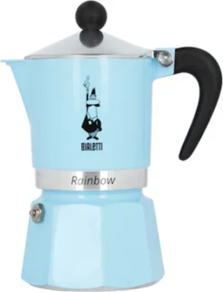 Bialetti Rainbow, Italienische Espresso-Kaffeemaschine, Aluminium, 3 Tassen, Blau -Smart Kitchen Store 174ee72e6530517b7fadd7e18233d78e