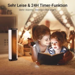 Midea NTH20-17BR Keramik Heizlüfter 2000W Mit Thermostat, Oszillation, 2 Heizstufen, Heizung Mit Ventilator, ECO-Modus, 24H Timer, Integrierter Tragegriff, Horizontales Erhitzen, PTC Heizgerät -Smart Kitchen Store 18c0f68d7410d0219fe20ead15a7047e