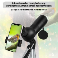 LMJK Spektiv 20-60x60 Zoom Inkl. Handyhalterung Und Vollwertigem Stativ, Hochauflösendes Zoomteleskop Für Vogelbeobachtung, Schießen Bzw. Jagd, Schwarz -Smart Kitchen Store 19fce7d7d6ee288a292036c44640e289