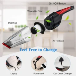 Handstaubsauger, Akku Handstaubsauger 7000PA Beutellos Handsauger Nass/Trocken Akkusauger Schnellaufladung Autostaubsauger Mit 2 Waschbarer Filterr Für Haus & Auto Reinigung -Smart Kitchen Store 1a16b1fd63adaa060d3f25256ef16616