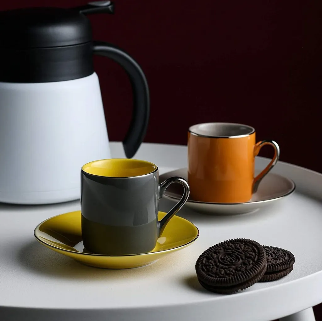 Artvigor, Porzellan Kaffeeservice, Bunt 12 Teilig Kaffee Set, Mit 6 Espressotassen 80 Ml, 6 Untertassen, Mehrfarbig 6 Artvigor, Porzellan Kaffeeservice, Bunt 12 Teilig Kaffee Set, Mit 6 Espressotassen 80 Ml, 6 Untertassen, Mehrfarbig – Bild 4