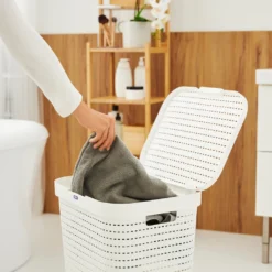 ROTHO Wäschesammler 55 L COUNTRY, Farbe:Weiß -Smart Kitchen Store 1b912678caa8ff4848f231374cd17092