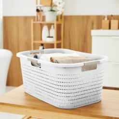 ROTHO Wäschekorb 40 L COUNTRY, Farbe:Mistletoe White -Smart Kitchen Store 1bbcf301dbf1e6306e6fe70e9d51af52