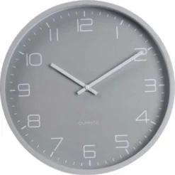 TWOJ PASAZ Wanduhr, Rund 30 Cm, Hellgrau, Analog, 12-stellig, Klassisch, Kunststoff, Zum Aufhängen