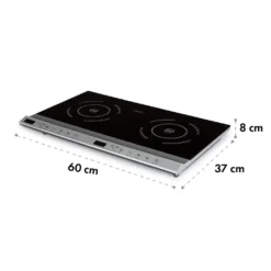 Klarstein Cucinata Mobile Kochplatte, Doppel-Induktionskochfeld, 3100W, Touch Control, Topfsensor, Abschalttimer, 10 Stufen, Überhitzungsschutz, Kindersicherung, Glaskeramik, Silber -Smart Kitchen Store 1ca2e0dc12480e6a150277ed4d4ab07f