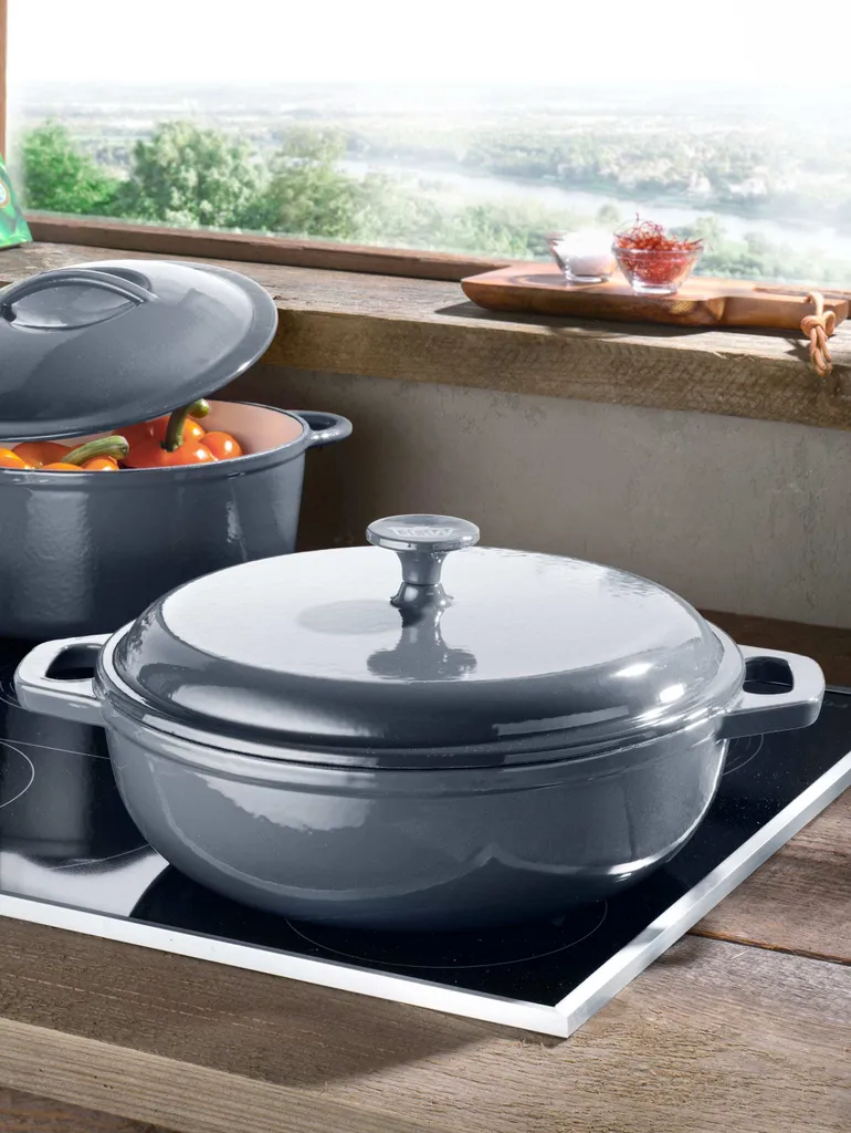 GSW Gusseisen Schmortopf Grey Shadow 30cm / 4,5 Ltr., Gusseisen, Schmortopf Mit Deckel ø Ca. 30 X H 9,0cm 6 GSW Gusseisen Schmortopf Grey Shadow 30cm / 4,5 Ltr., Gusseisen, Schmortopf Mit Deckel ø Ca. 30 X H 9,0cm – Bild 4