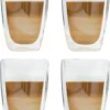 Latte Macchiato-Gläser 400ml Doppelwandig Isolierglas Extra Lang Warmhaltend Maße ≈9 X 14cm (4 Stück) -Smart Kitchen Store 1d33ed196dfcb57e91b0ef4a9aec62ce