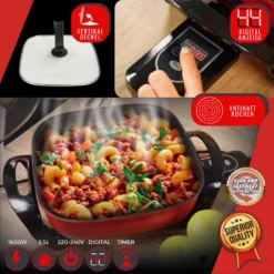Starlyf®Digital Cooker - XXL Elektrische Bratpfanne Mit Digitalem Thermostat Und Temperaturanzeige, 1600 Watt, 5,5 Liter Fassungsvermögen, Partypfanne - Aus Der TV Werbung -Smart Kitchen Store 1e3402b0687cca59ad872b6f571c87f7