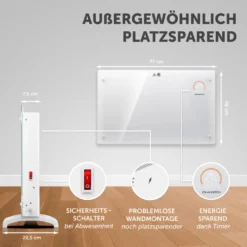 Johannson Elektroheizung Mit Thermostat Aurora | Heizstrahler Innenraum | Heizung Elektrisch Energiesparend | Elektroheizkörper | Konvektor Heizung 2000W | Elektrische Heizung | Leiser Als Heizlüfter - Weiß -Smart Kitchen Store 1ec3ce43cbf405e8b9ca377704cd39d3
