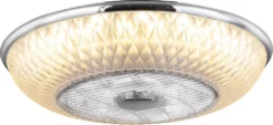 Globo Lighting Deckenventilator Metall Verchromt, Kunststoff, Acryl Satiniert, Dimmbar, Farben Fixierbar, Fernbedienung, Batterie Inkludiert 2x AAA, Max. Motorleistung 30W, ø: 550mm, H: 200mm, Inkl. LED 36W 230V, 2900lm Source, 2120lm Output, CCT 3000-6000K