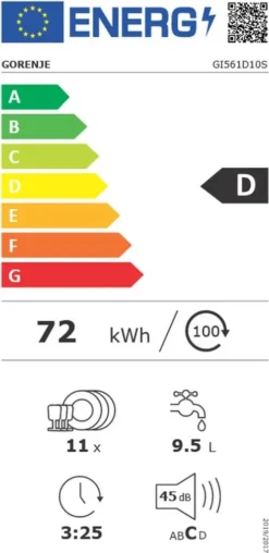 Gorenje GI 561D 10 S Geschirrspüler 45 Cm - Silber - Teilintegrierbar - 11 Maßgedecke - 45 DB Geräuschpegel - Trocknungsklasse: A 14 Gorenje GI 561D 10 S Geschirrspüler 45 Cm - Silber - Teilintegrierbar - 11 Maßgedecke - 45 DB Geräuschpegel - Trocknungsklasse: A -Smart Kitchen Store 22705b304aa02a1c22fa4842d839cee2