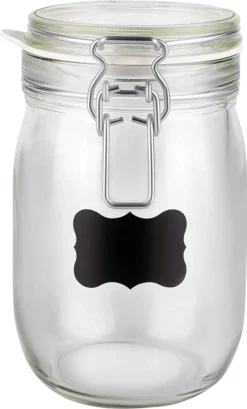 6 X Creative Home Gläser Mit Bügelverschluss | 1 Liter | Einmachgläser Drahtbügel-glas Aufbewahrungsgläser Mit Gummiring Und Deckel | 8 Wiederverwendbare Aufkleber + 1 Anti-Staub-Kreide -Smart Kitchen Store 228a84754447f6549b1cb51be80d4eb9