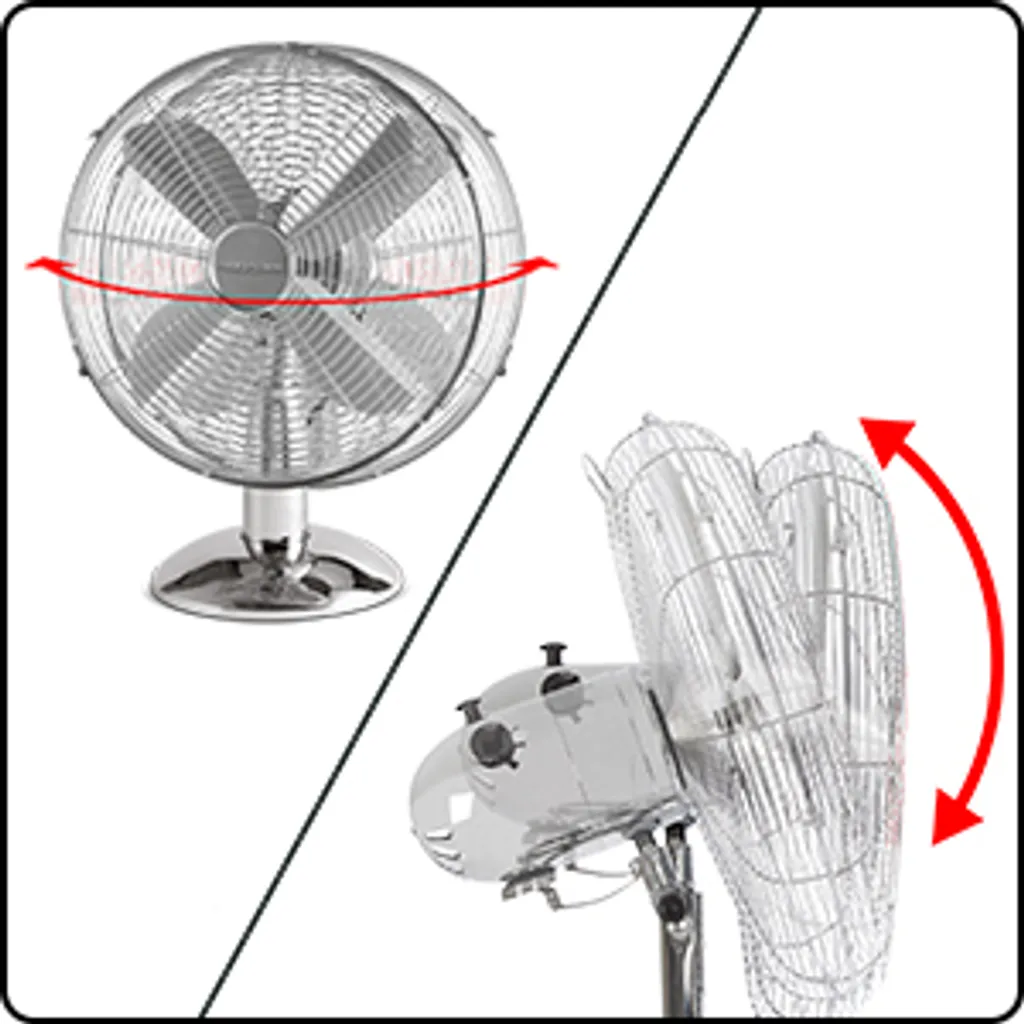 ProfiCare Tisch-Ventilator PC-VL 3062 M, Hochwertiges Metall-Gehäuse, Kleiner Lüfter Mit Verstellbarem Neigungswinkel Und Ruhigem Lauf, Metall-Chrom 8 ProfiCare Tisch-Ventilator PC-VL 3062 M, Hochwertiges Metall-Gehäuse, Kleiner Lüfter Mit Verstellbarem Neigungswinkel Und Ruhigem Lauf, Metall-Chrom – Bild 6