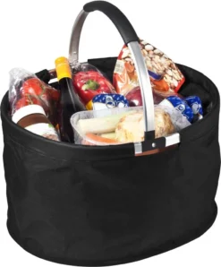 Einkaufskorb "Silandre" Schwarz Faltbarer Einkaufskorb Rund Mit Aluminiumgriff Geräumig Stabile Einkaufstasche 36 Liter Volumen Schwarz -Smart Kitchen Store 234140c1de1121bdda52137e358b888c