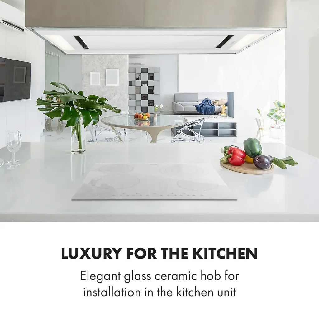 Klarstein Virtuosa 4 Glaskeramik-Kochfeld , Autark , 59 Cm , 4 Zonen: 6500 Watt , Zweifach-Zone , 4 Kochzonen , 9 Stufen , Timer , Rahmenlos , Timer , Kindersicherung , Weiß 9 Klarstein Virtuosa 4 Glaskeramik-Kochfeld , Autark , 59 Cm , 4 Zonen: 6500 Watt , Zweifach-Zone , 4 Kochzonen , 9 Stufen , Timer , Rahmenlos , Timer , Kindersicherung , Weiß – Bild 7