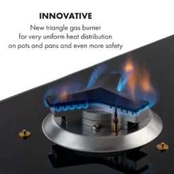 Klarstein Trifecta 4 Gaskochfeld ,4-flammig ,autark ,60 Cm ,Einbau ,Triangle-Brenner ,Erdgas/Propangas ,Sicherheitsventile ,automatische Abschaltung ,Gusseisen ,Glaskeramik Ø 6 Mm ,schwarz -Smart Kitchen Store 250ba0903f7e668901c6e698753d3e47