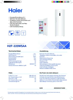 Haier H2F-220WSAA Gefrierschrank -Smart Kitchen Store 27c85b9f5fe67378f5ca3231cf192edd