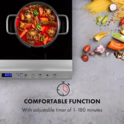 Klarstein Cucinata Mobile Kochplatte, Doppel-Induktionskochfeld, 3100W, Touch Control, Topfsensor, Abschalttimer, 10 Stufen, Überhitzungsschutz, Kindersicherung, Glaskeramik, Silber -Smart Kitchen Store 297306254d77b15526f239d9b7dd5d95