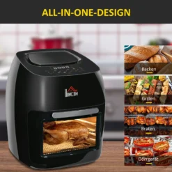 HOMCOM Heißluftfritteuse 11 L 1800W Mit 8 Menüs Zubehör Backofen Dehydrator Barbecue Für Gesundes ölfreies Fettarmes Kochen Stahl Schwarz 32 X 35,6 X 37,9 Cm 16 HOMCOM Heißluftfritteuse 11 L 1800W Mit 8 Menüs Zubehör Backofen Dehydrator Barbecue Für Gesundes ölfreies Fettarmes Kochen Stahl Schwarz 32 X 35,6 X 37,9 Cm -Smart Kitchen Store 2a0108fae20ed069fca70b433ecbdf3c