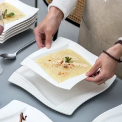 MALACASA, Serie Amparo, Porzellan Tafelservice 24 Tlg. Kombiservice 12 Speiseteller Und 12 Suppenteller Für 12 Personen -Smart Kitchen Store 2a5547db50f3da66cab28b9c953b5148