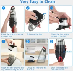 Handstaubsauger, Akku Handstaubsauger 7000PA Beutellos Handsauger Nass/Trocken Akkusauger Schnellaufladung Autostaubsauger Mit 2 Waschbarer Filterr Für Haus & Auto Reinigung -Smart Kitchen Store 2b5351ed421013f3905a6e200d719632