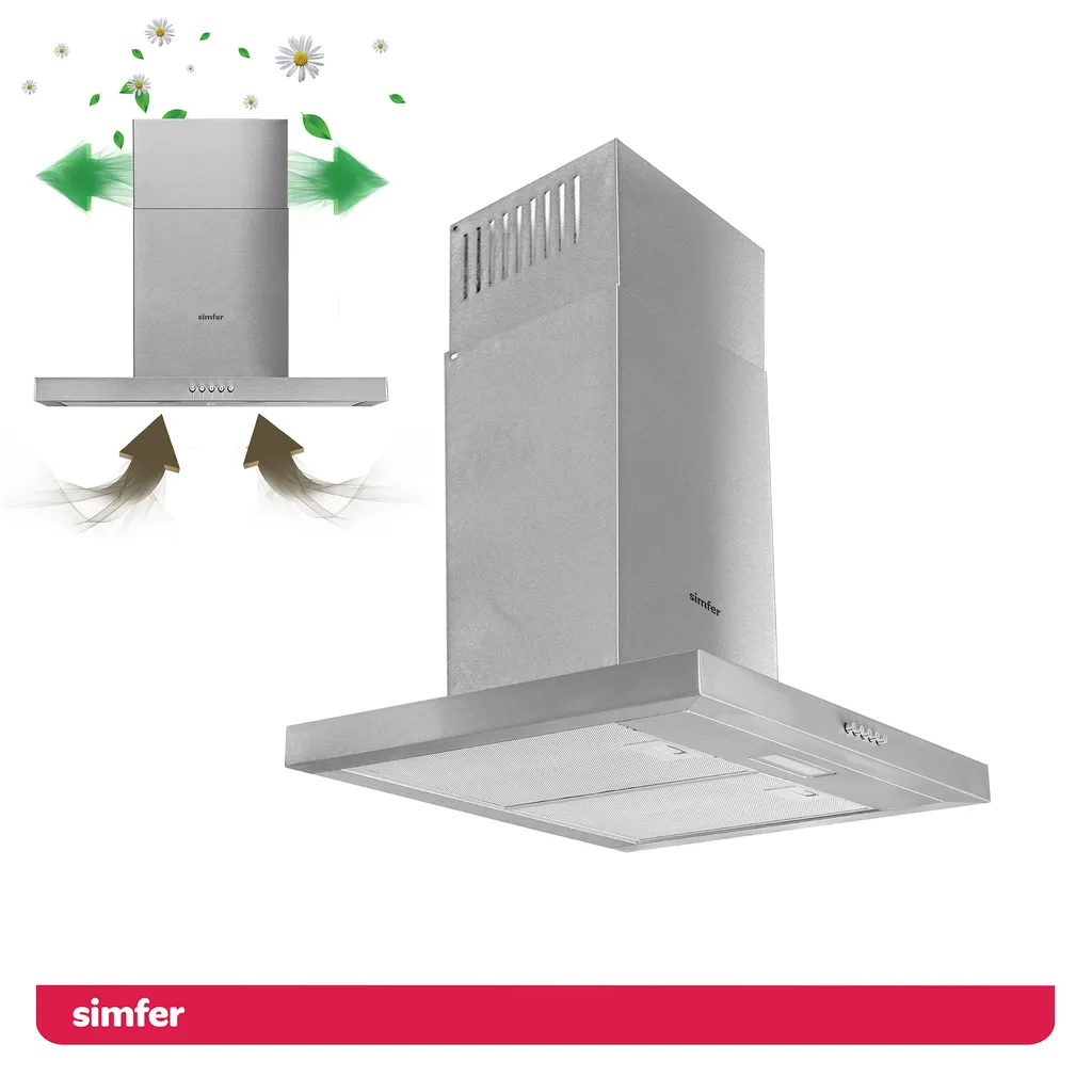 Simfer SMF-CH 8633 Dunstabzugshaube Edelstahl, 60 Cm, 650 M³ /h, Wandhaube, Kaminhaube, Teleskopkamin, Doppelabluftschacht, LED-Beleuchtung 5 Simfer SMF-CH 8633 Dunstabzugshaube Edelstahl, 60 Cm, 650 M³ /h, Wandhaube, Kaminhaube, Teleskopkamin, Doppelabluftschacht, LED-Beleuchtung – Bild 3