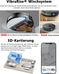 Roborock S8 Staubsauger Roboter 6000Pa Mit DuoRoller-Bürste VibraRise Wischen 3D-Mapping 3D-Strukturiertes Licht LiDAR Kindersicherung APP Control Saugroboter (Schwarz) (Upgrade S7) 18 Roborock S8 Staubsauger Roboter 6000Pa Mit DuoRoller-Bürste VibraRise Wischen 3D-Mapping 3D-Strukturiertes Licht LiDAR Kindersicherung APP Control Saugroboter (Schwarz) (Upgrade S7) -Smart Kitchen Store 2c2fa3d2f7aae9a8ea2d65c42efba394